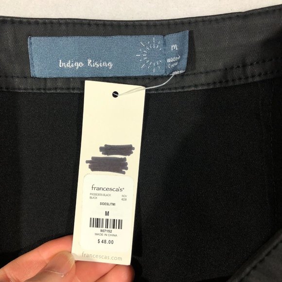 NEW Indigo Rising Womens Medium Black Side Slit Coated Skirt NWT $48 Francesca’s - Picture 9 of 10